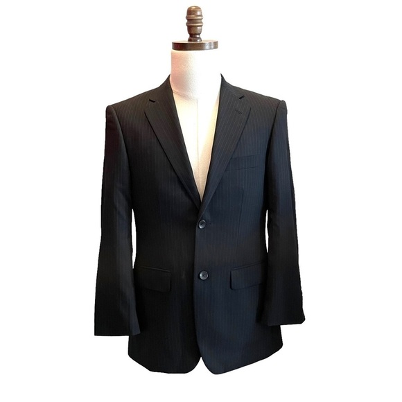 Emanuel Ungaro Suit Blazer Jacket Black pinstripe Size 36S Formal Wool office - Picture 2 of 11